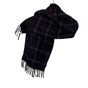 100% cashmere blue pink turquoise plaid COZY HOLIDAYS scarf